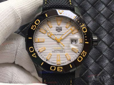 Swiss Copy Tag Heuer Aquaracer Calibre 5 White Face Black Ceramic Bezel 43 MM Automatic Watch